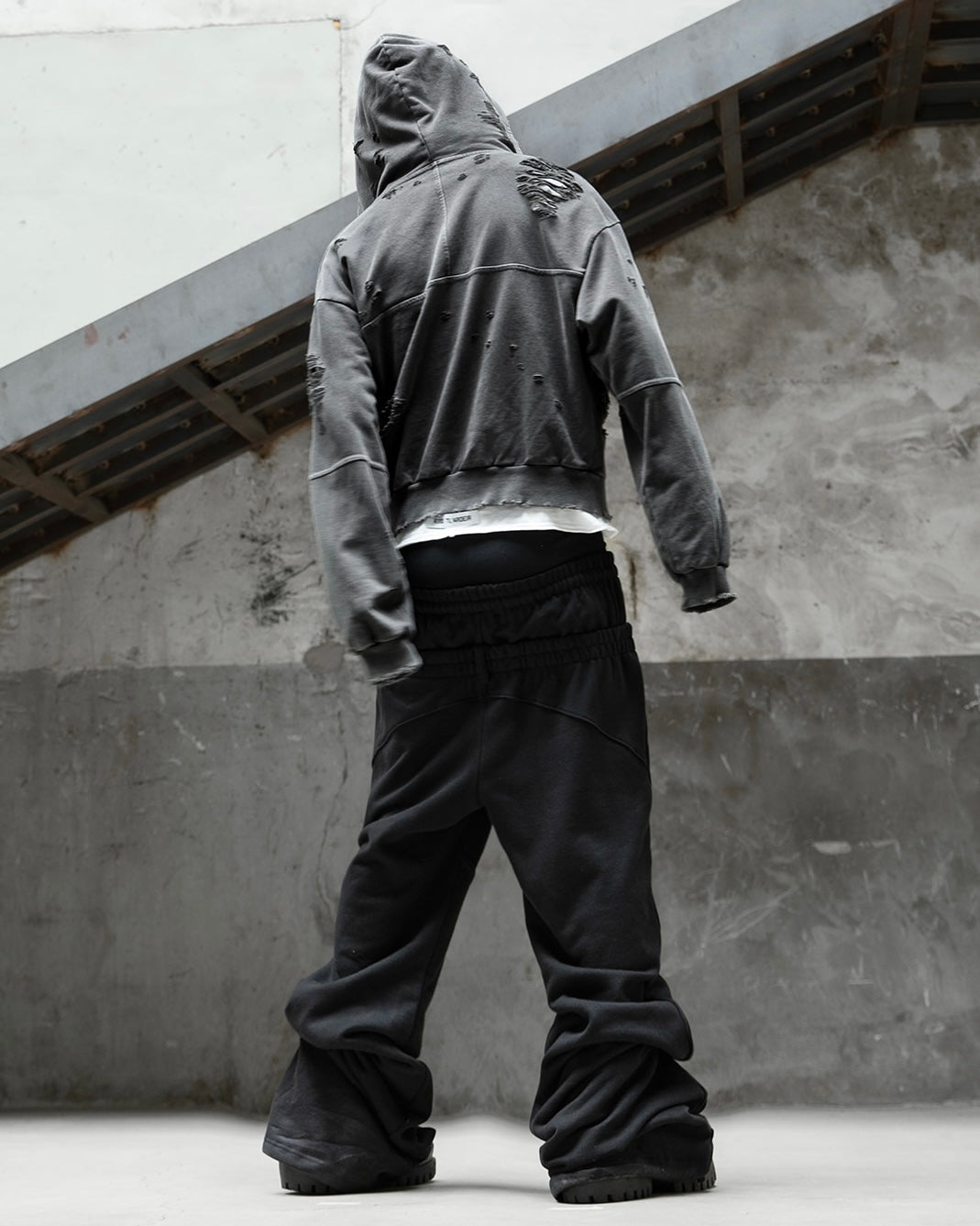 【roaringrad】Damage Crop Hoodie Jacket