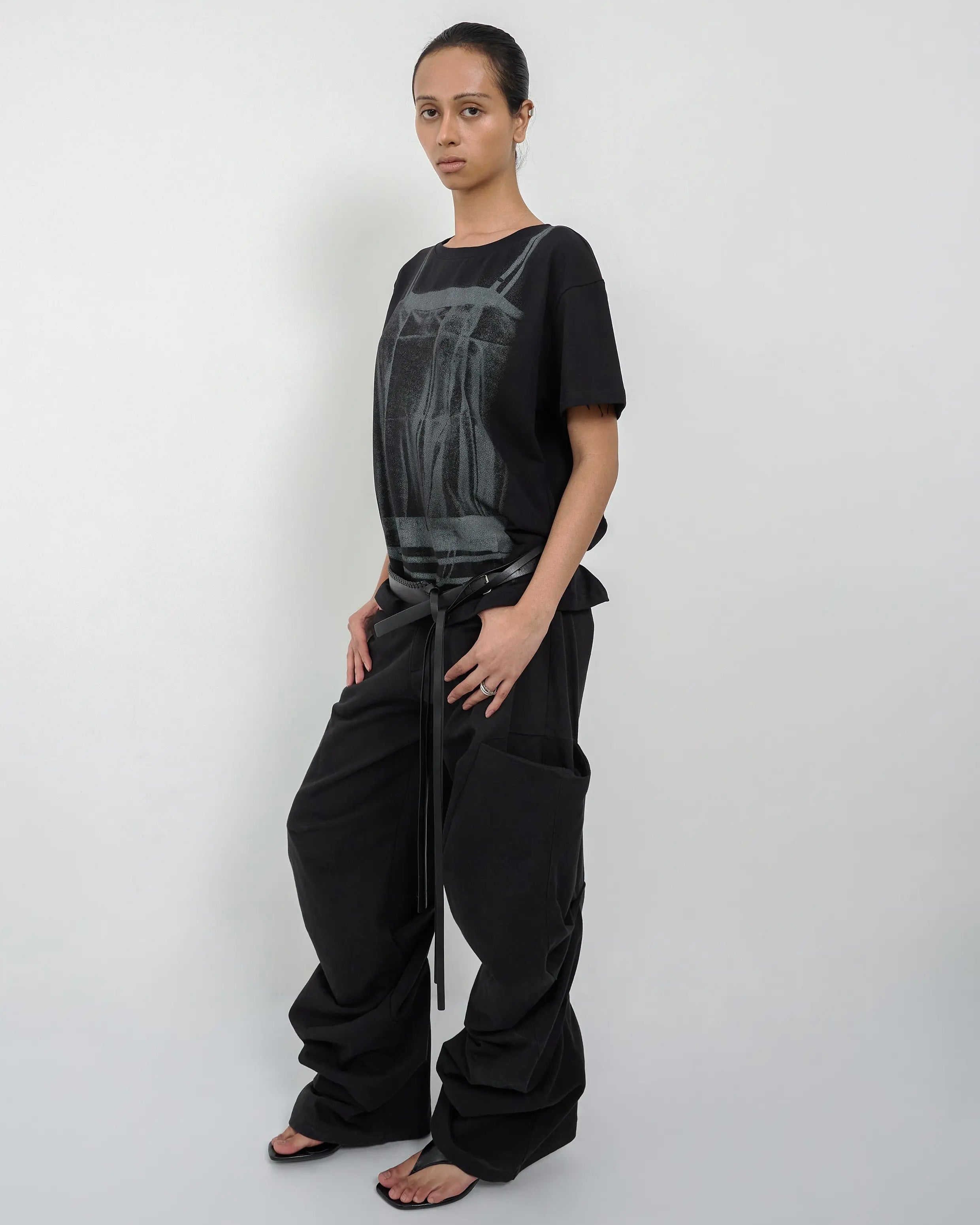 【NACHE】BELT LAYER PRINTED T-SHIRT