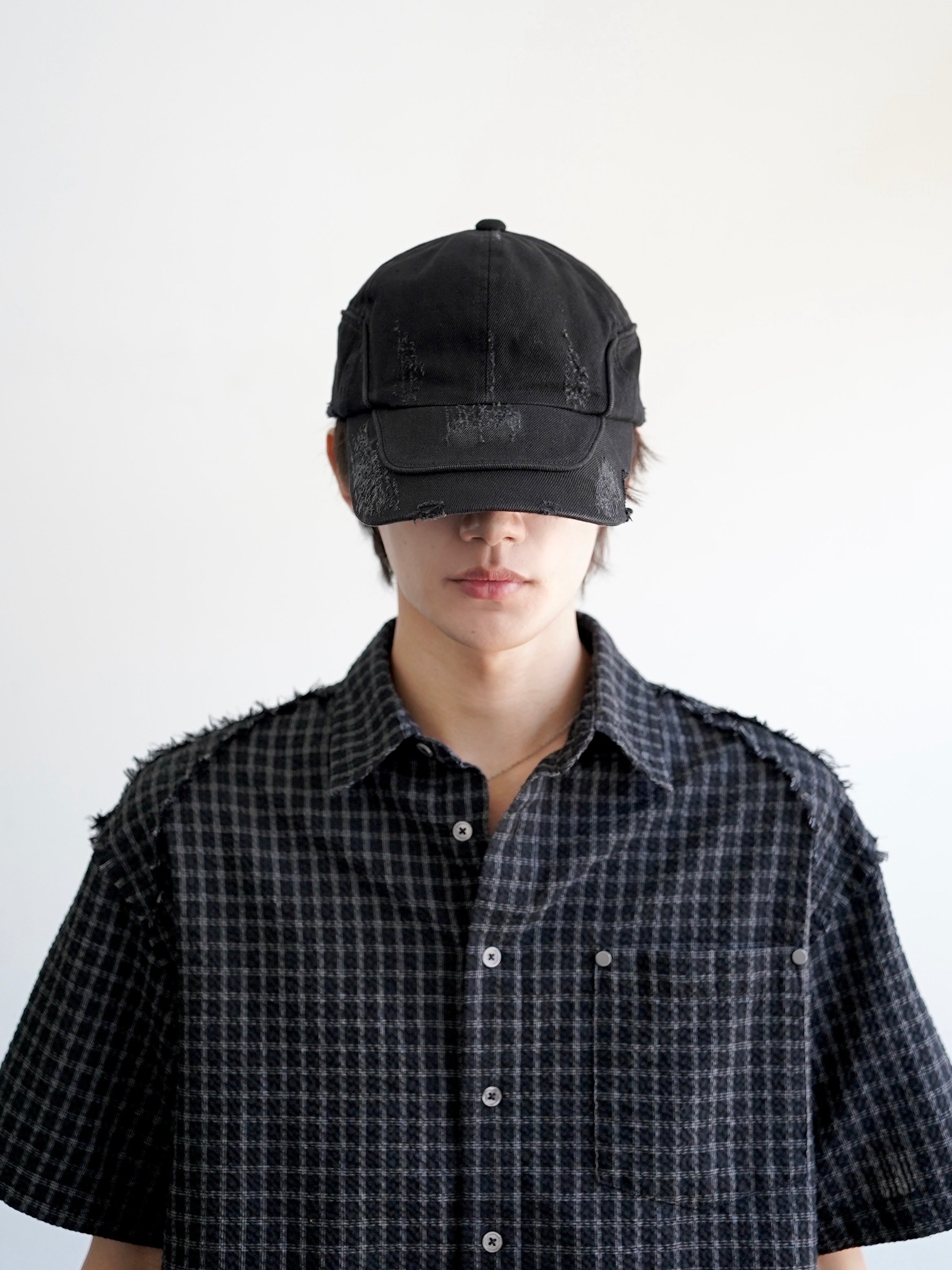 5/23 20:00発売【CHIKASHITSU PLUS HIGH】Arch washed denim cap (wash black)