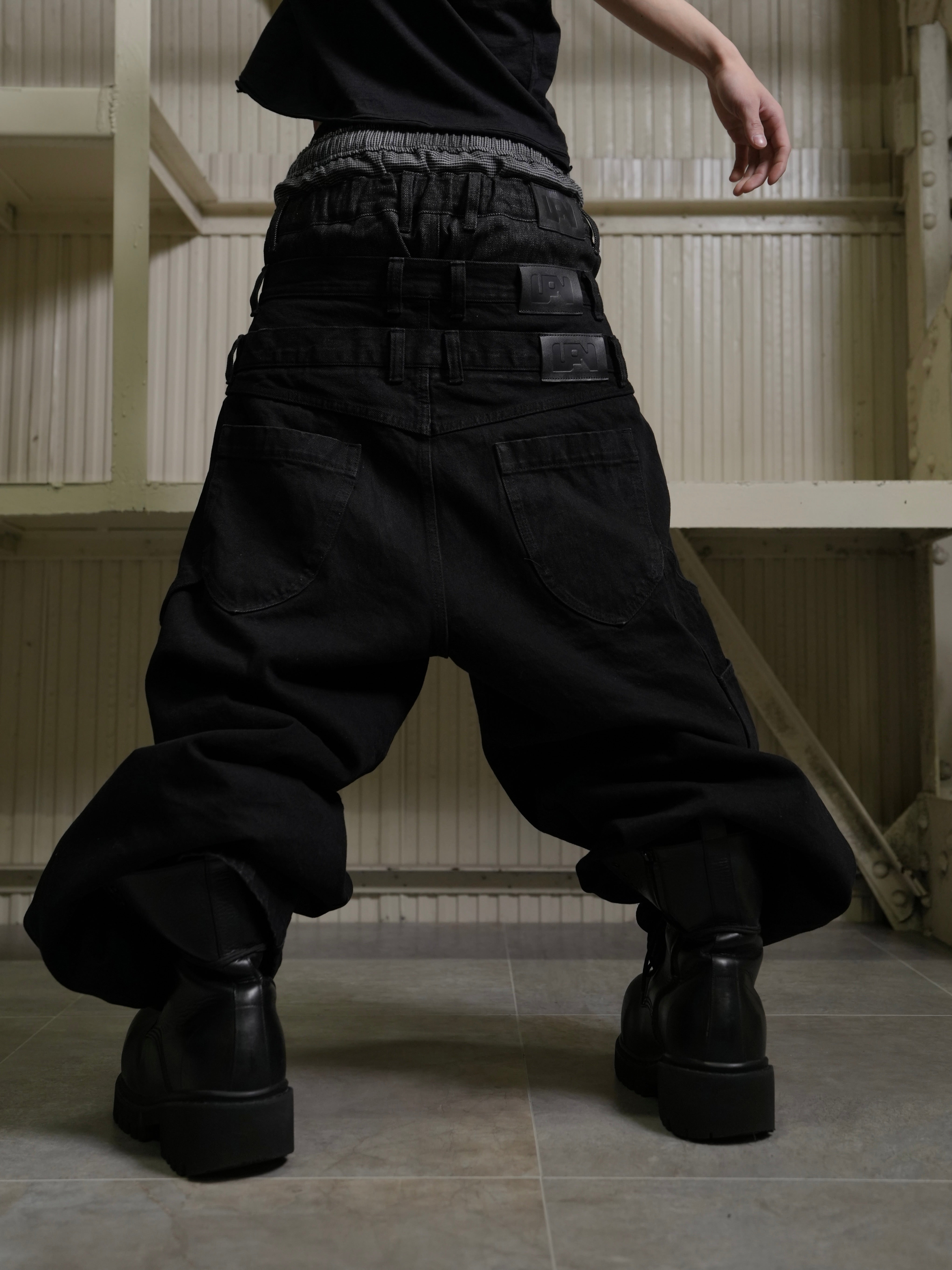 【Lee fi Ne】Herringbone Layered Baggy Jeans