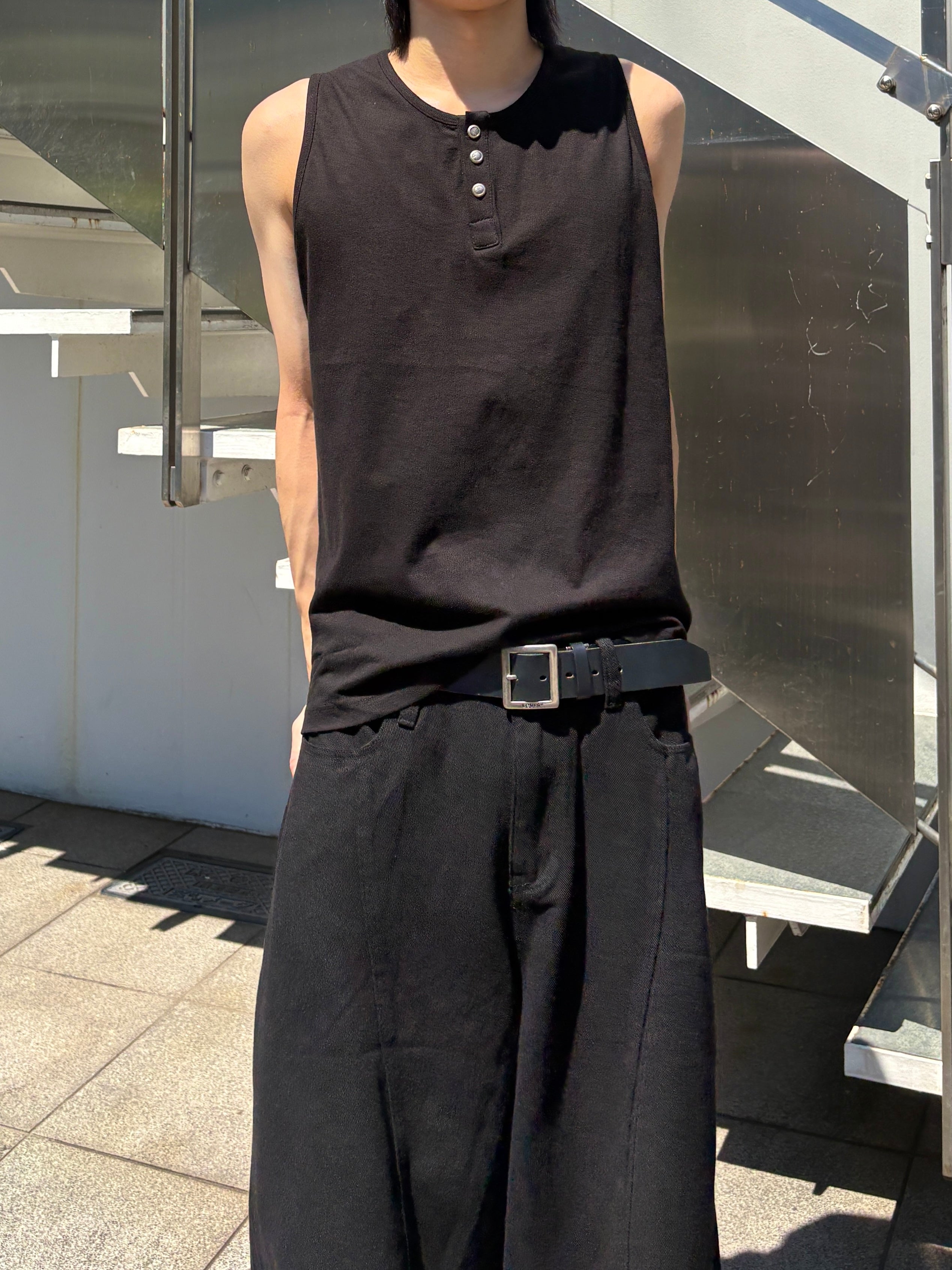 受注制【youll】Henley neck tank top (3color)