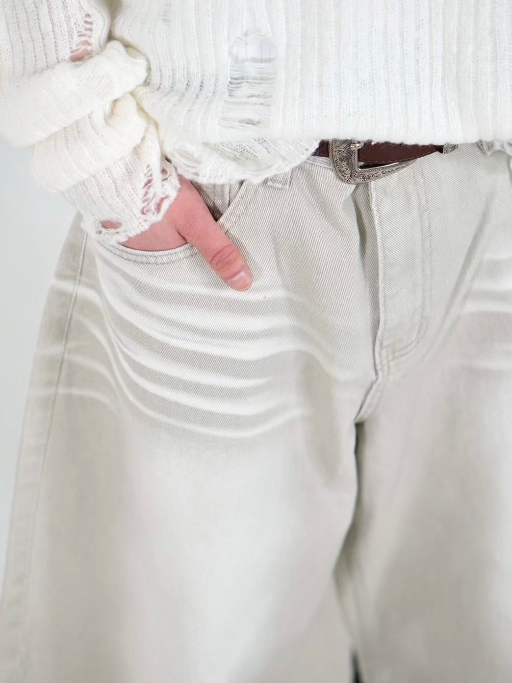受注制【Chikashitsu +】8-length bermuda denim pants (2color)