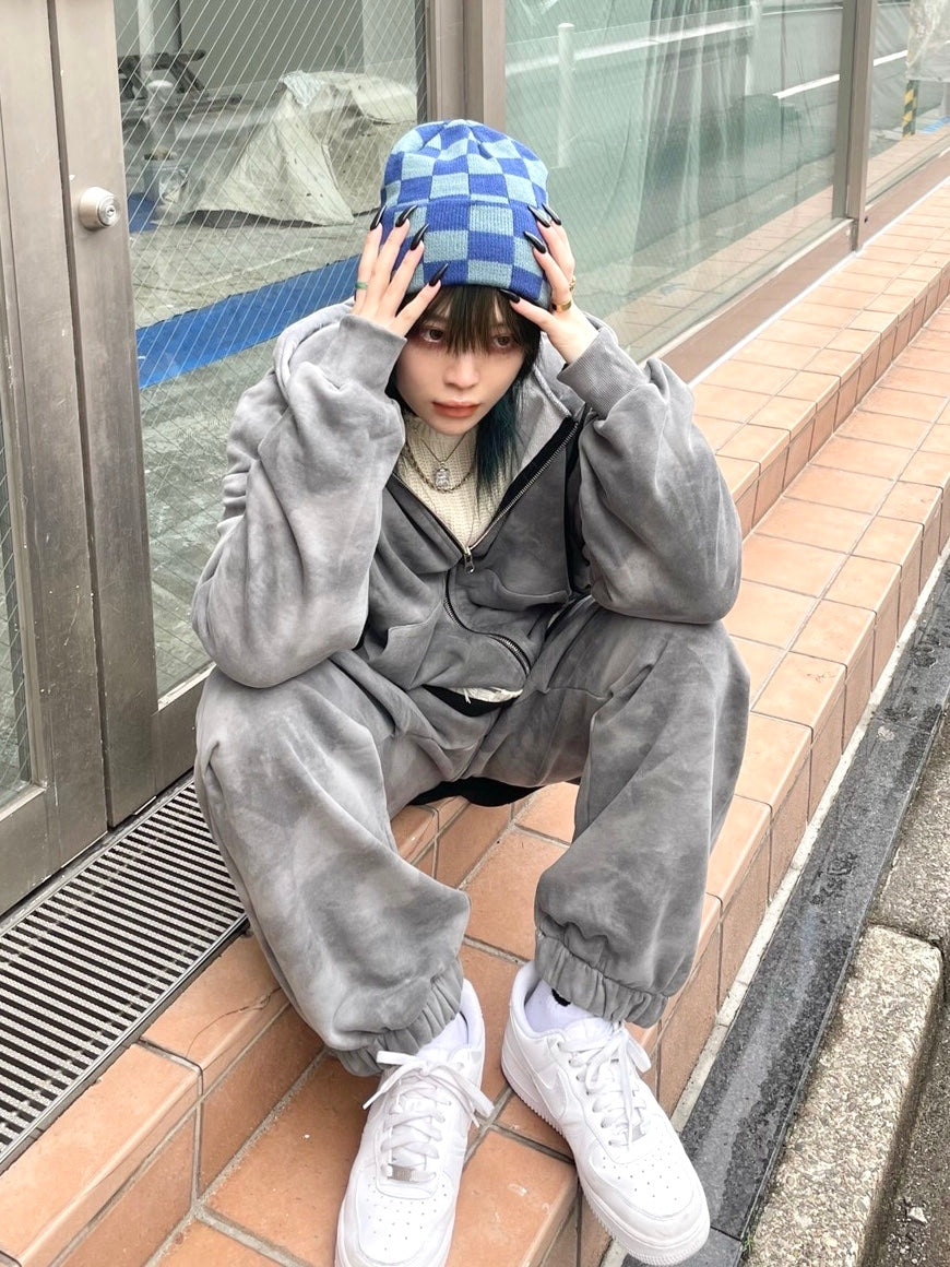 受注制【Never mind the XU】set up tie-dye sweat pants (2color)