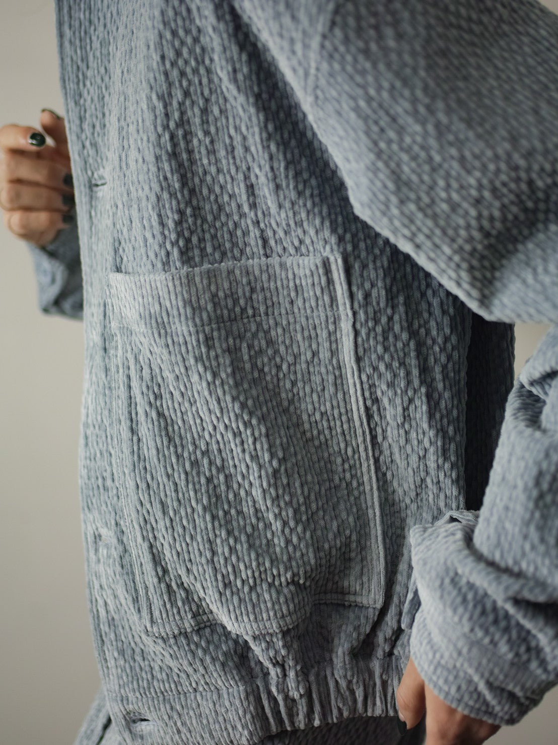 受注制【Chikashitsu +】set up design corduroy cropped jacket (3color)