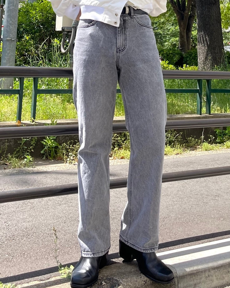 受注制【Chikashitsu +】semi wide denim pants