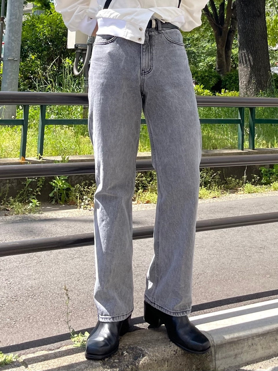 受注制【Chikashitsu +】semi wide denim pants