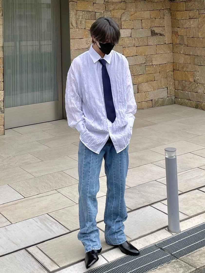 受注制【Chikashitsu +】stitch design denim pants (2color)