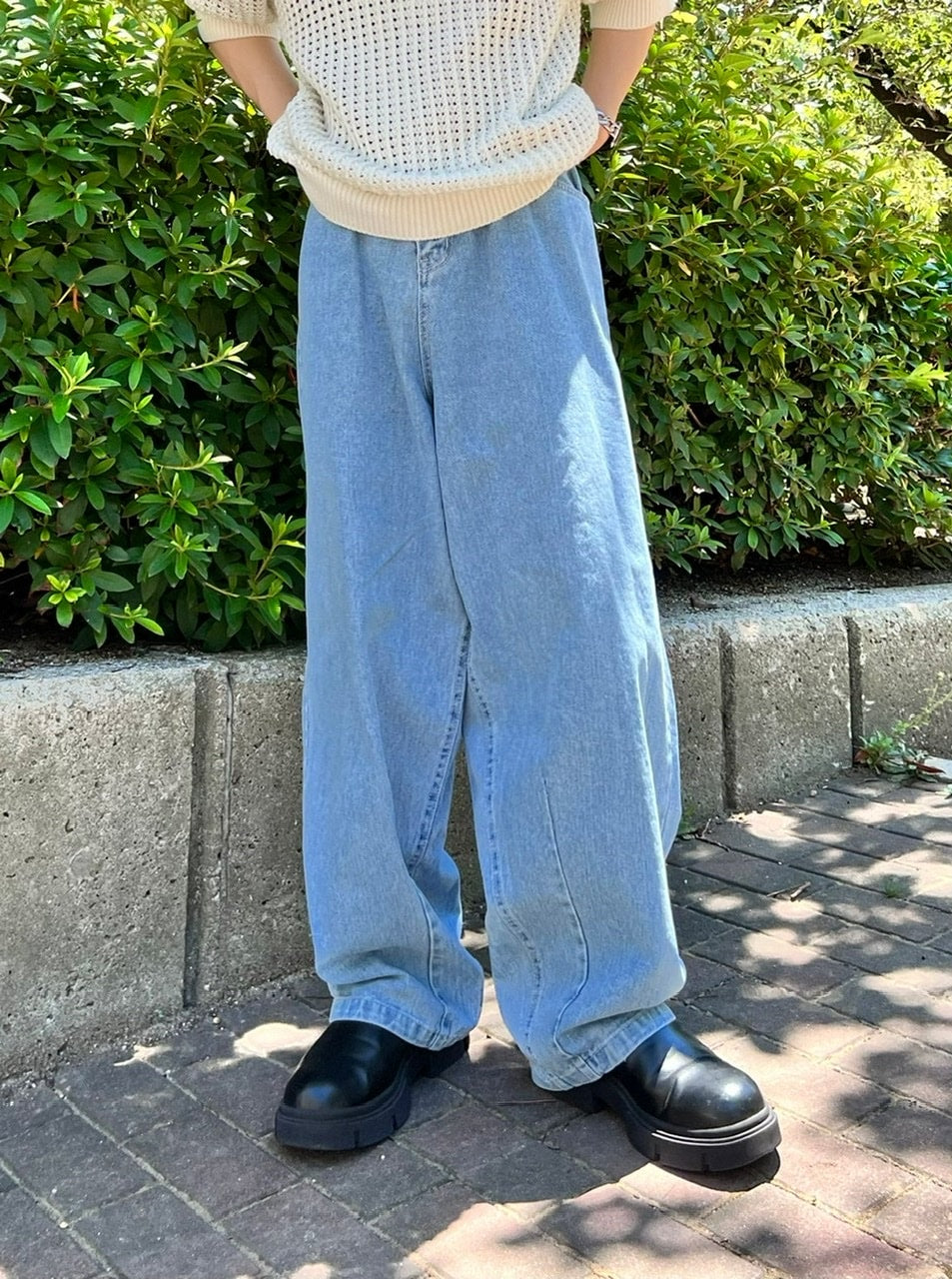 受注制【Chikashitsu +】super wide denim pants (4color)