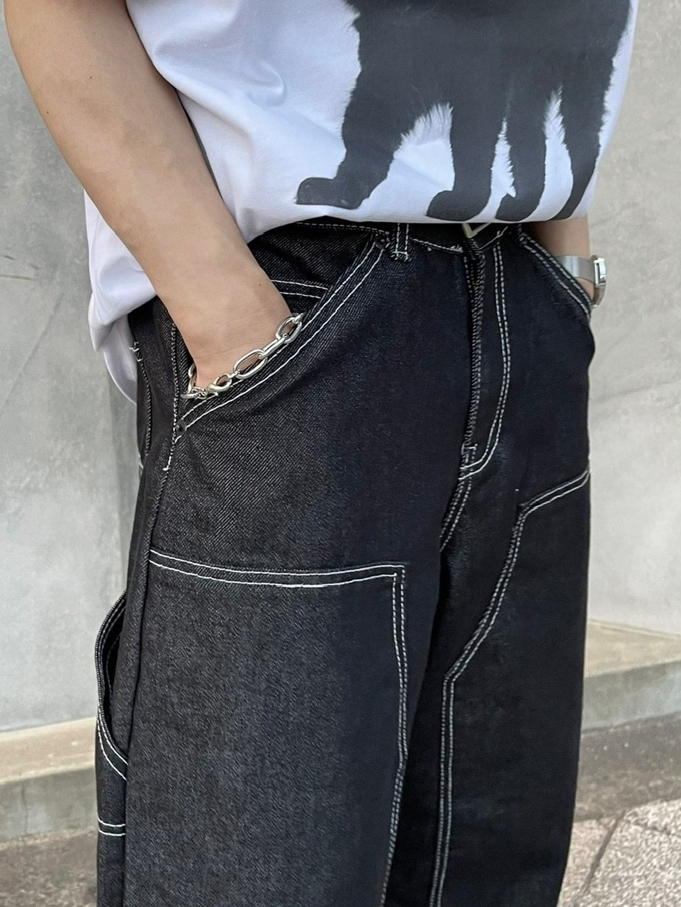 受注制【Chikashitsu +】stitch painter pants