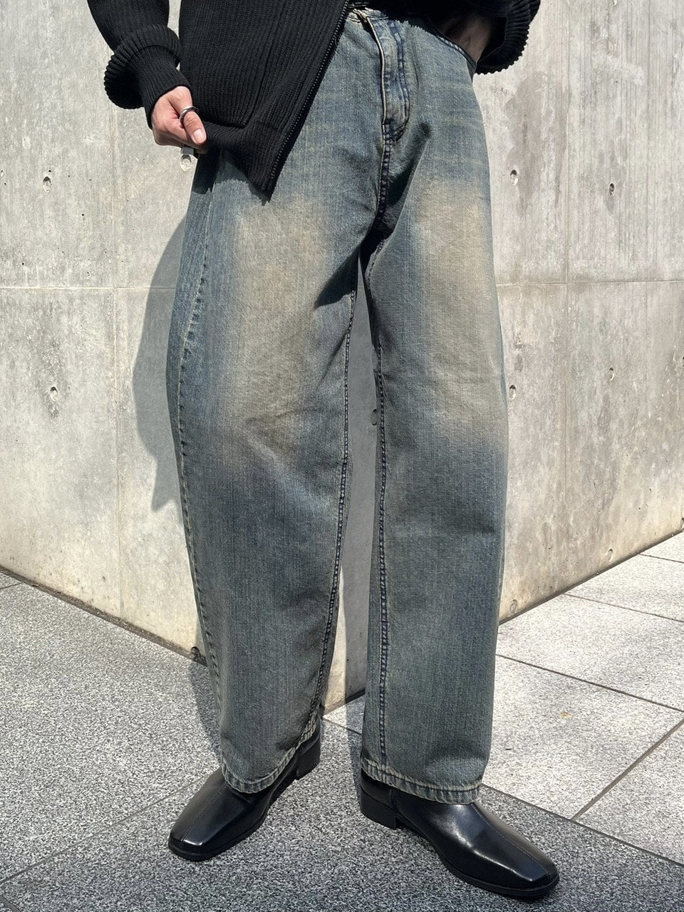 受注制【Chikashitsu +】vintage wash semi wide denim pants / 【チカシツプラス】ヴィンテージウォッシュセミワイドデニムパンツ