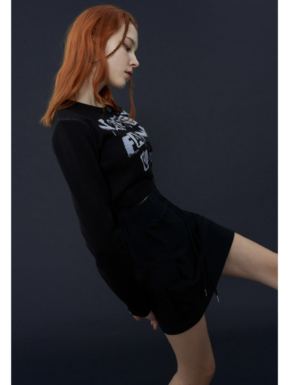 【FANCY CLUB】FANCY STAMP CROP CARDIGAN