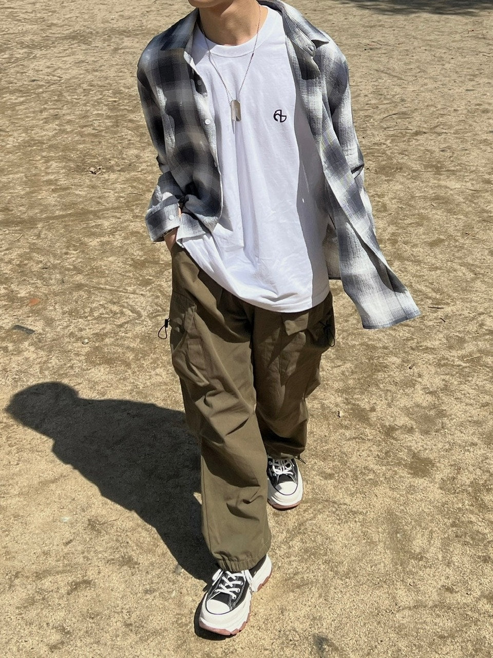 大阪店WEB限定受注制【Chikashitsu +】over fit shadow check shirt (3color)