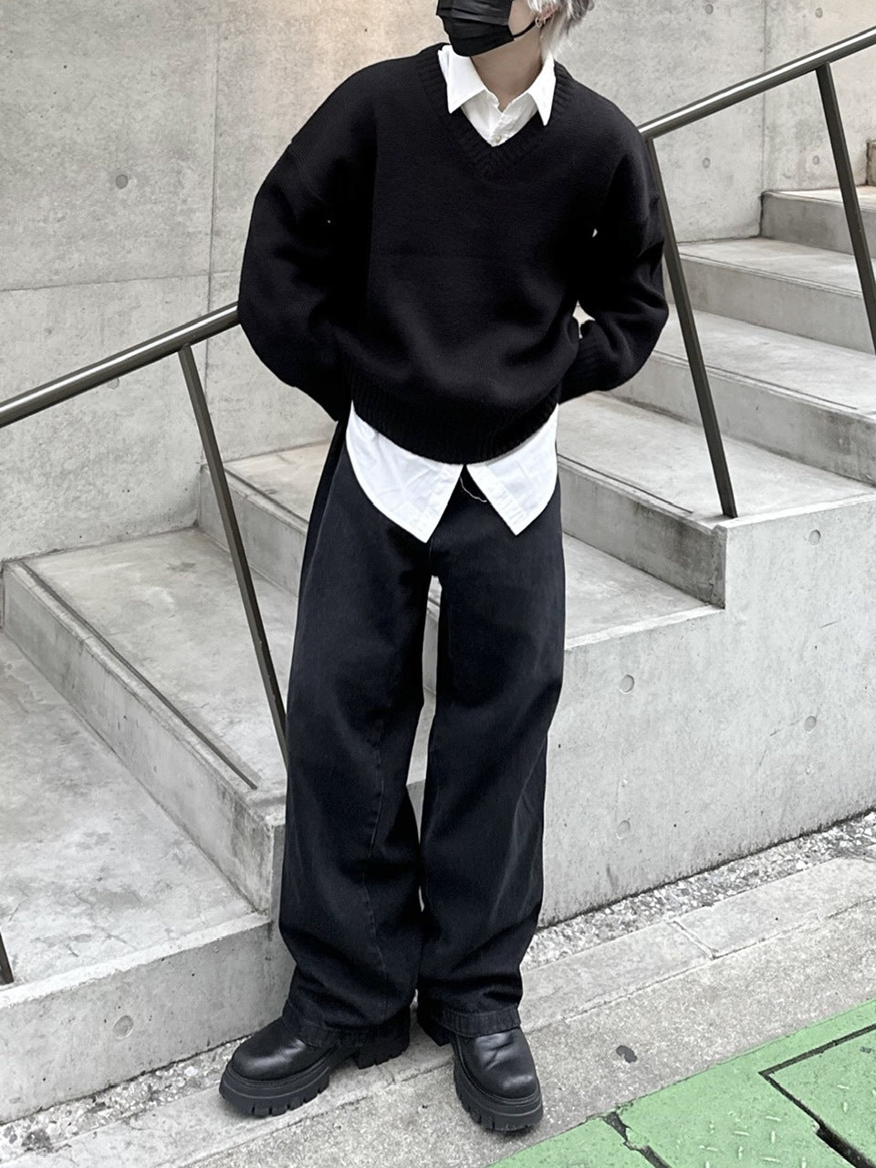 大阪店WEB限定【Chikashitsu +】basic v neck knit (4color)