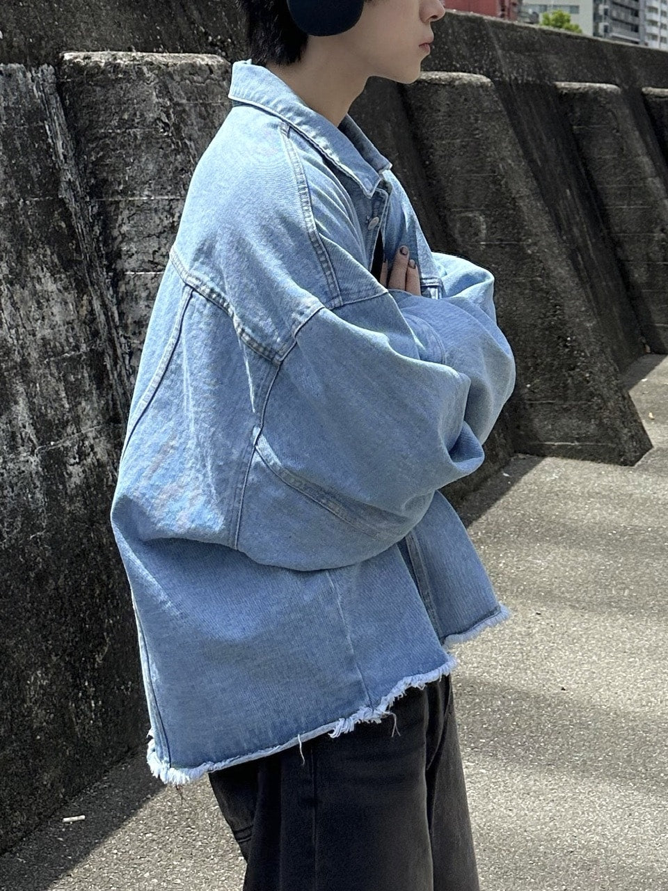 大阪店WEB限定受注制【Chikashitsu +】cutting cropped denim jacket (3color)