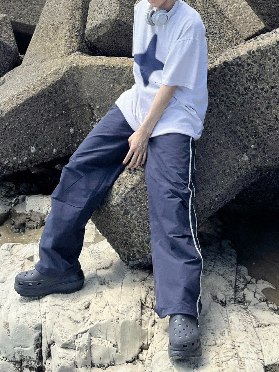 【youll】nylon track wide pants (5color)