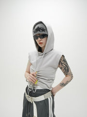 受注制【Never mind the XU】shirring cropped hoodie (2color)