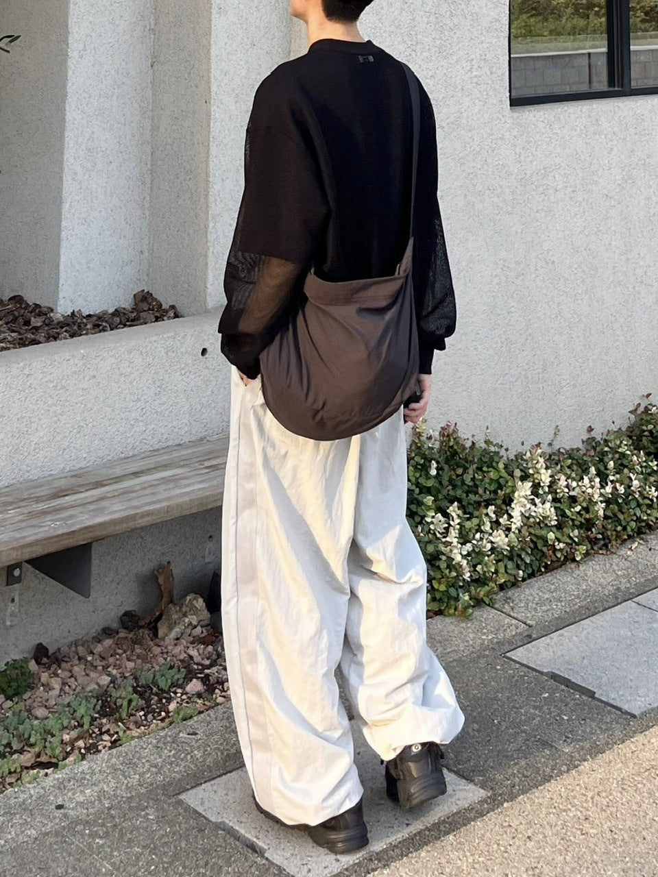 受注制【youll】mesh line wide pants (2color)