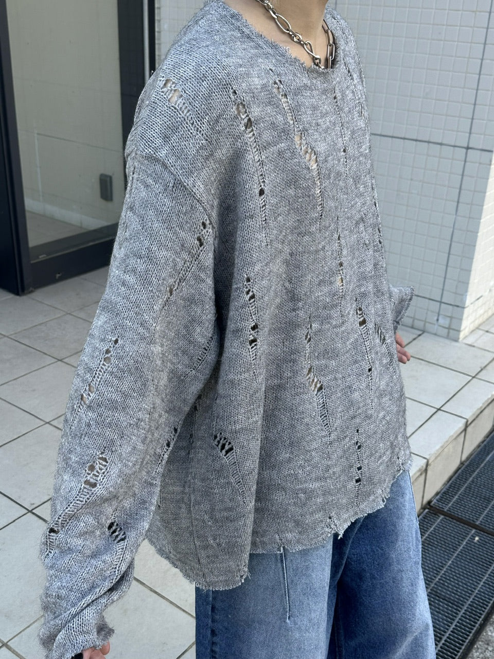 大阪店WEB限定受注制【Chikashitsu +】damage mohair knit (3color)