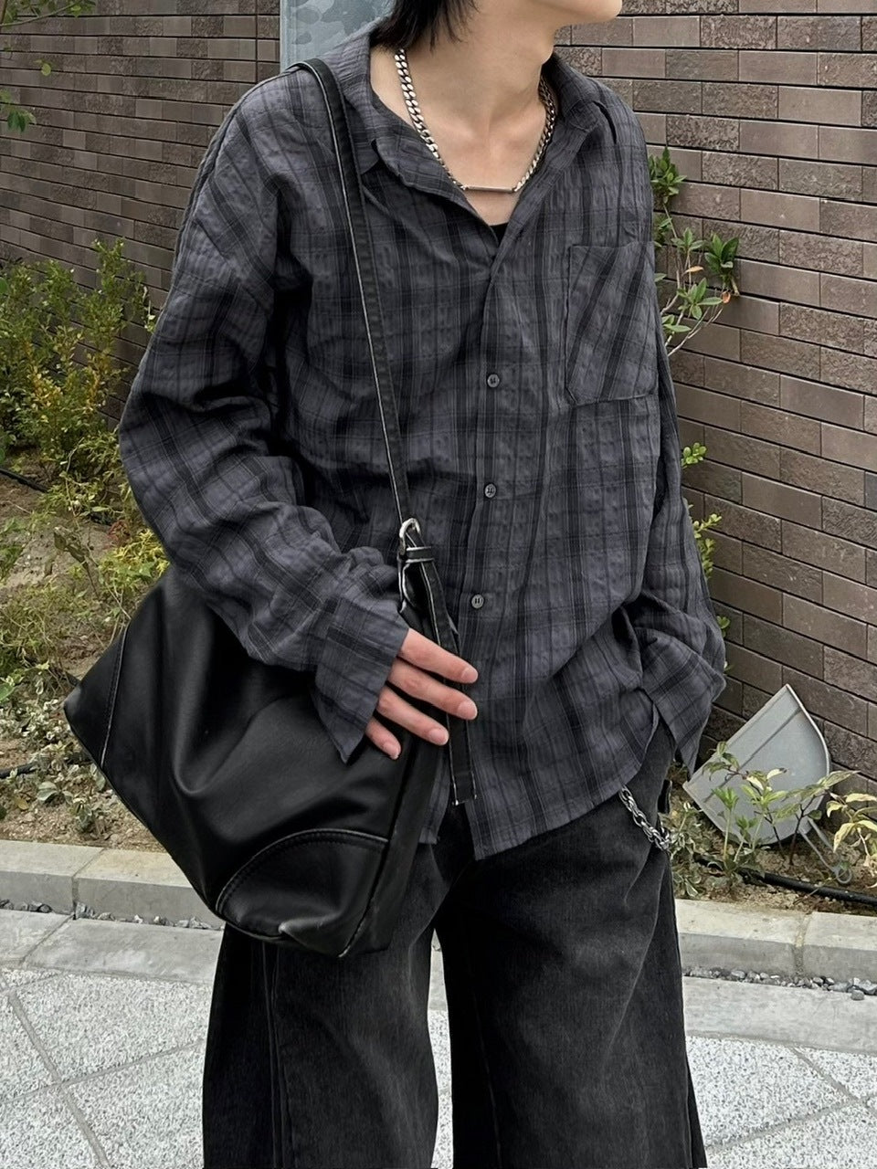 大阪店WEB限定受注制【Chikashitsu +】linen check shirt (3color)