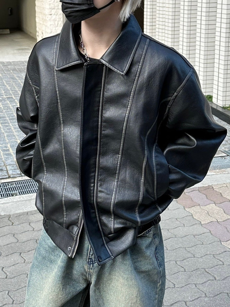 受注制【Chikashitsu +】leather blouson (2color)