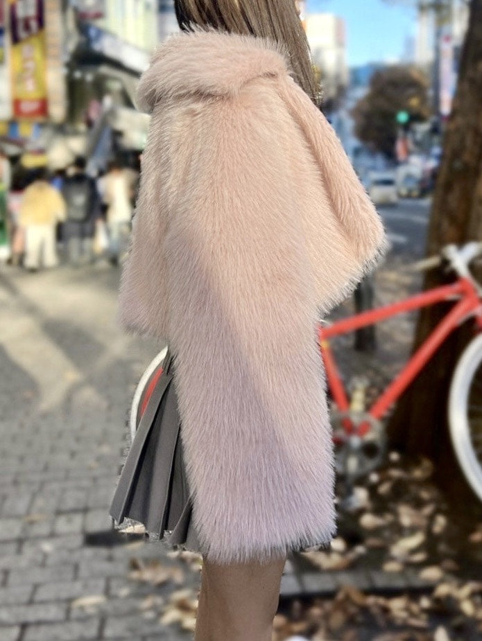 Never mind the XU】cropped fur jacket (4color) / 【ネバーマインド
