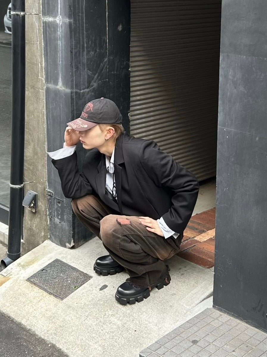 【Chikashitsu +】cropped single jacket (2color)