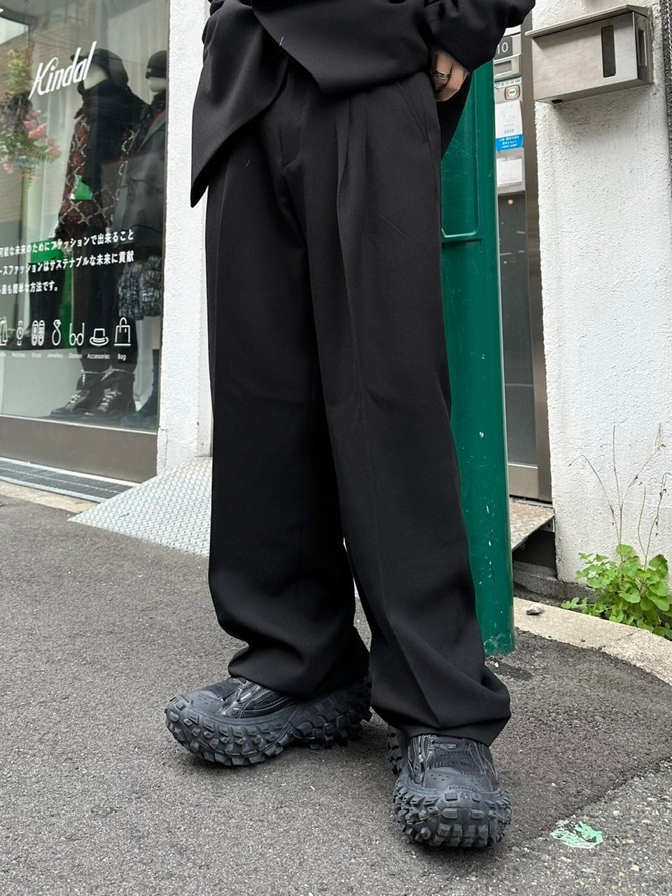 受注制【Chikashitsu +】set up belt slacks (3color)