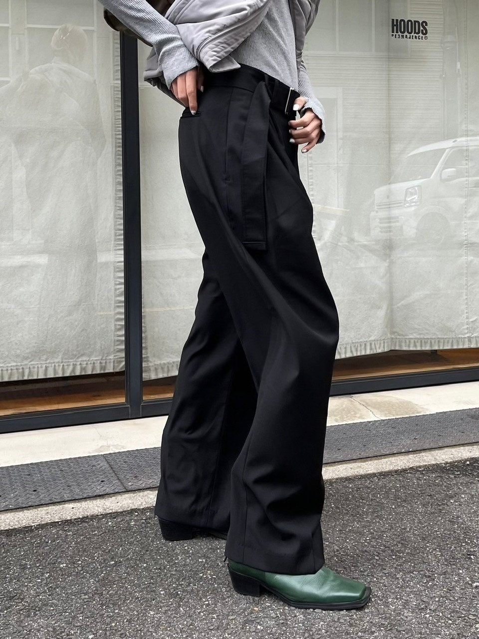 受注制【Chikashitsu +】belt wide slacks (3color)