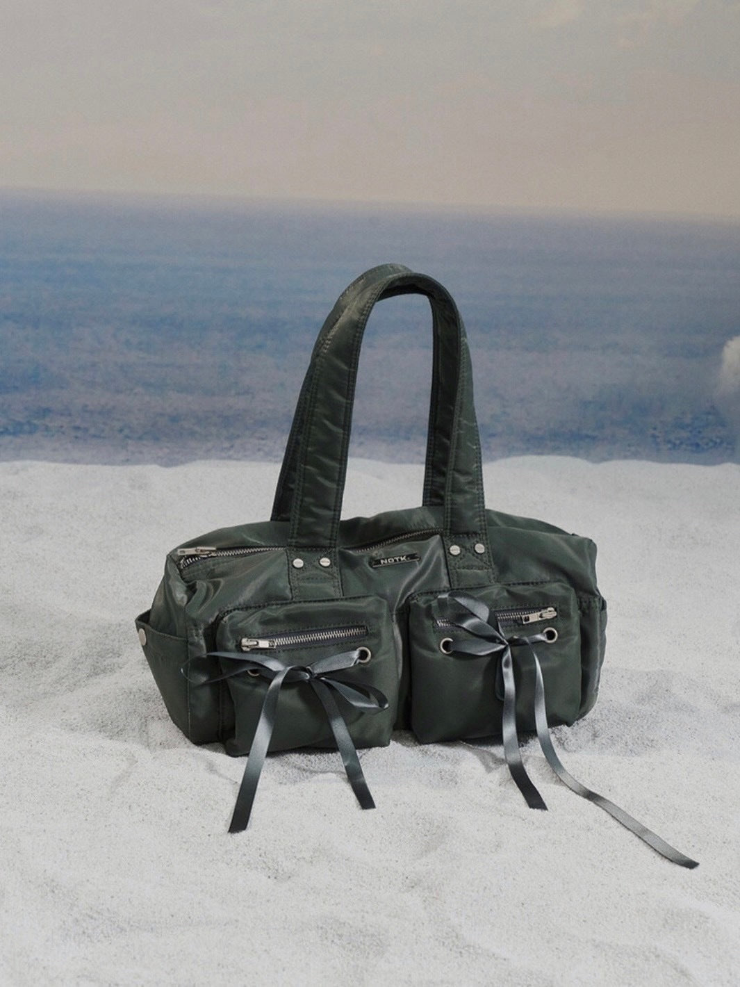 【NOT KNOWING】Double Ribbon Cargo Duffle Bag