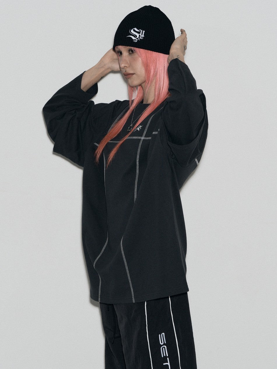 【SETUP‐EXE】LAYERD SLEEVE STITCH T-SHIRT