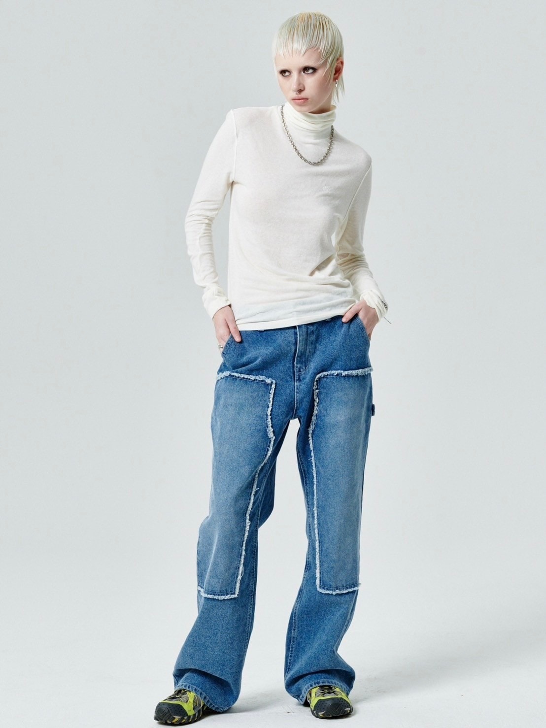 【runningHIGH】ANGORA GAUZE TURTLENECK TOP