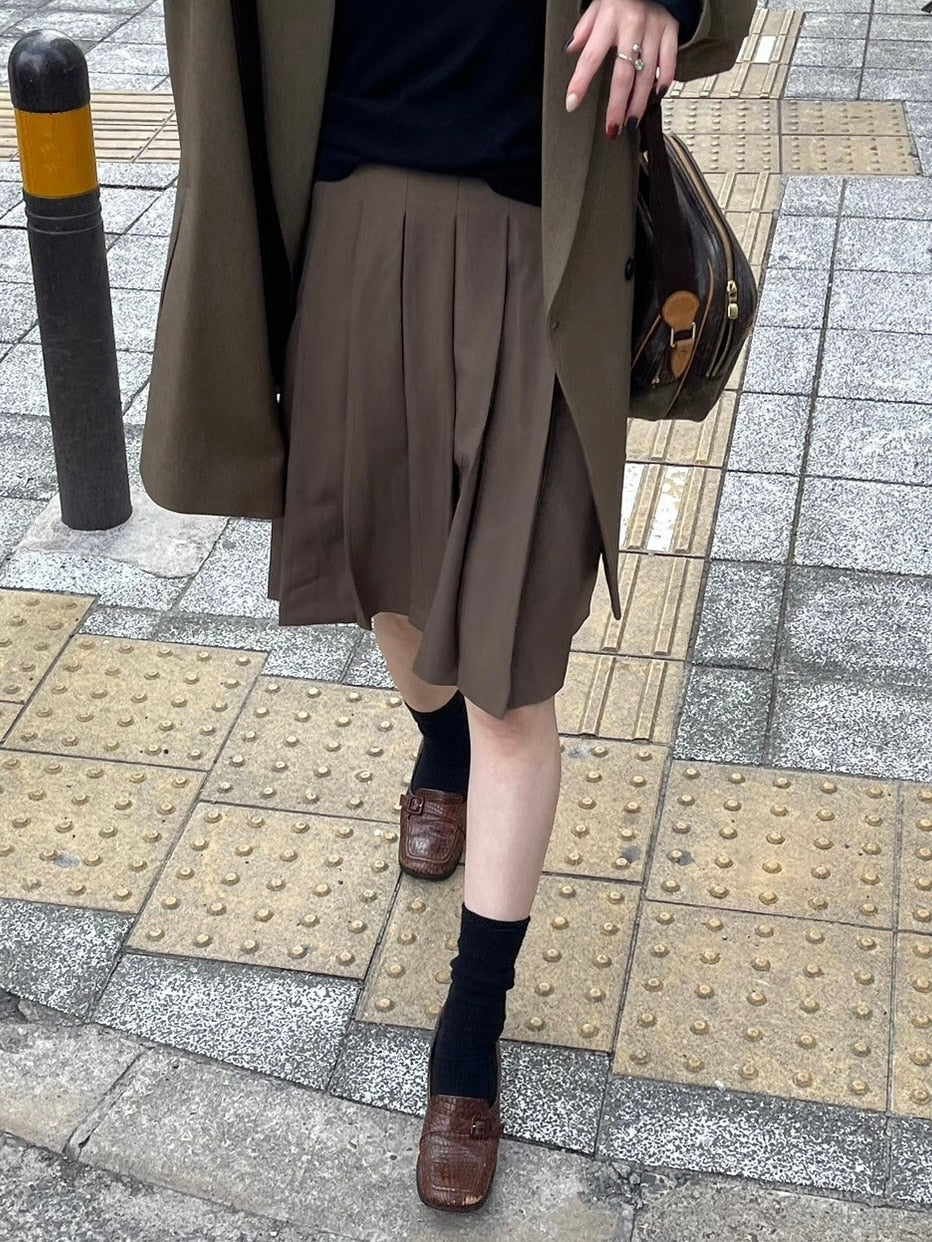 受注制【Chikashitsu +】pleats midi skirt (3color)