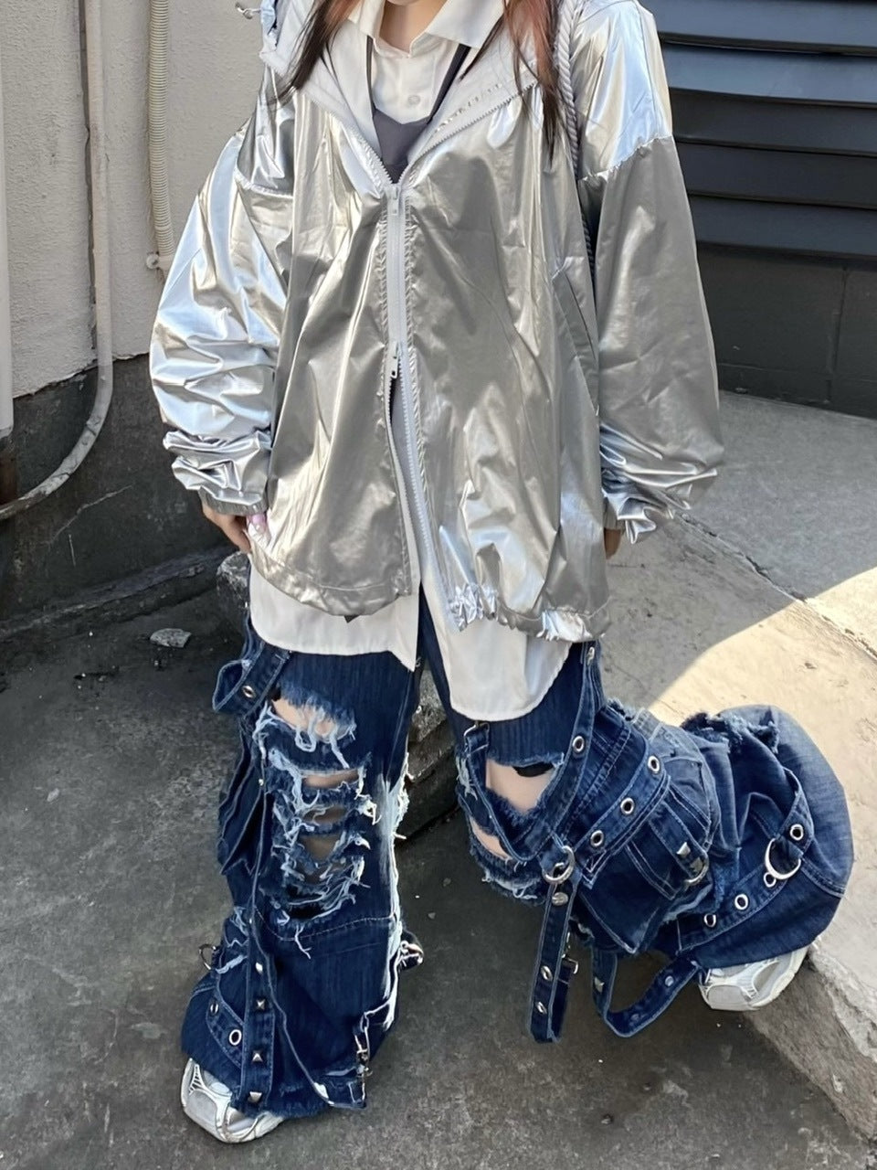 受注制【Never mind the XU】metallic hood jacket (2color)