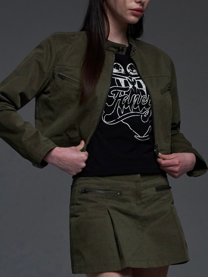 【FANCY CLUB】BIKER PINTUCK MINI SKIRT