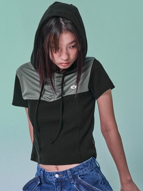 【FANCY CLUB】SOFT BASIC HALF ZIP-UP HOODIE