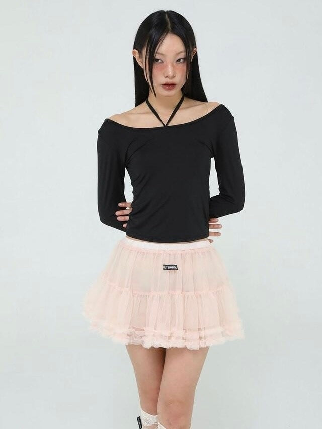 【Uglyshadow】MESH FRILL CANCAN SKIRT