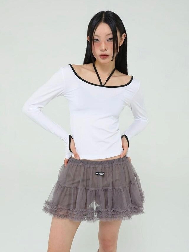 【Uglyshadow】POINT RIBBON T-SHIRT