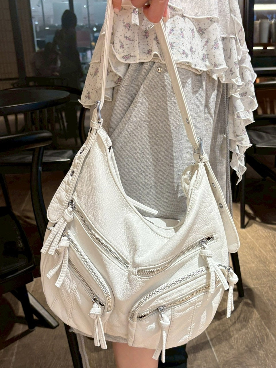 受注制【Never mind the XU】leather shoulder bag (2color) / 【ネバーマインドザエックスユー】レザーショルダーバッグ
