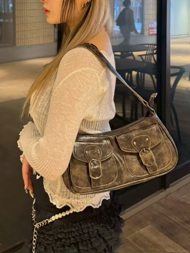 受注制【Never mind the XU】pocket leather belt bag (2color)