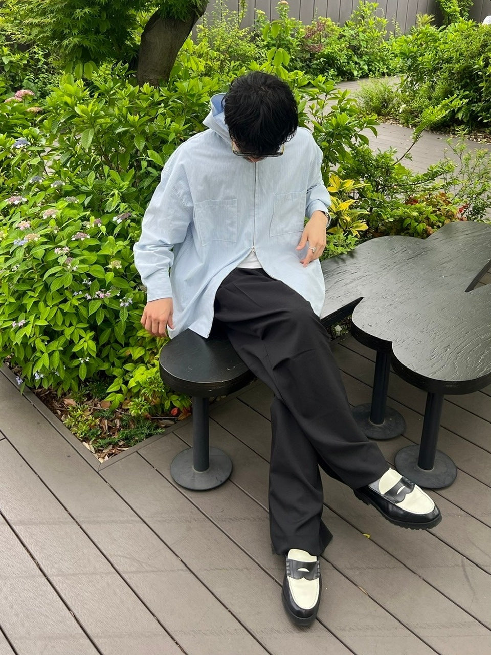 東京店WEB限定【Chikashitsu +】full length knee tuck slacks (2color)