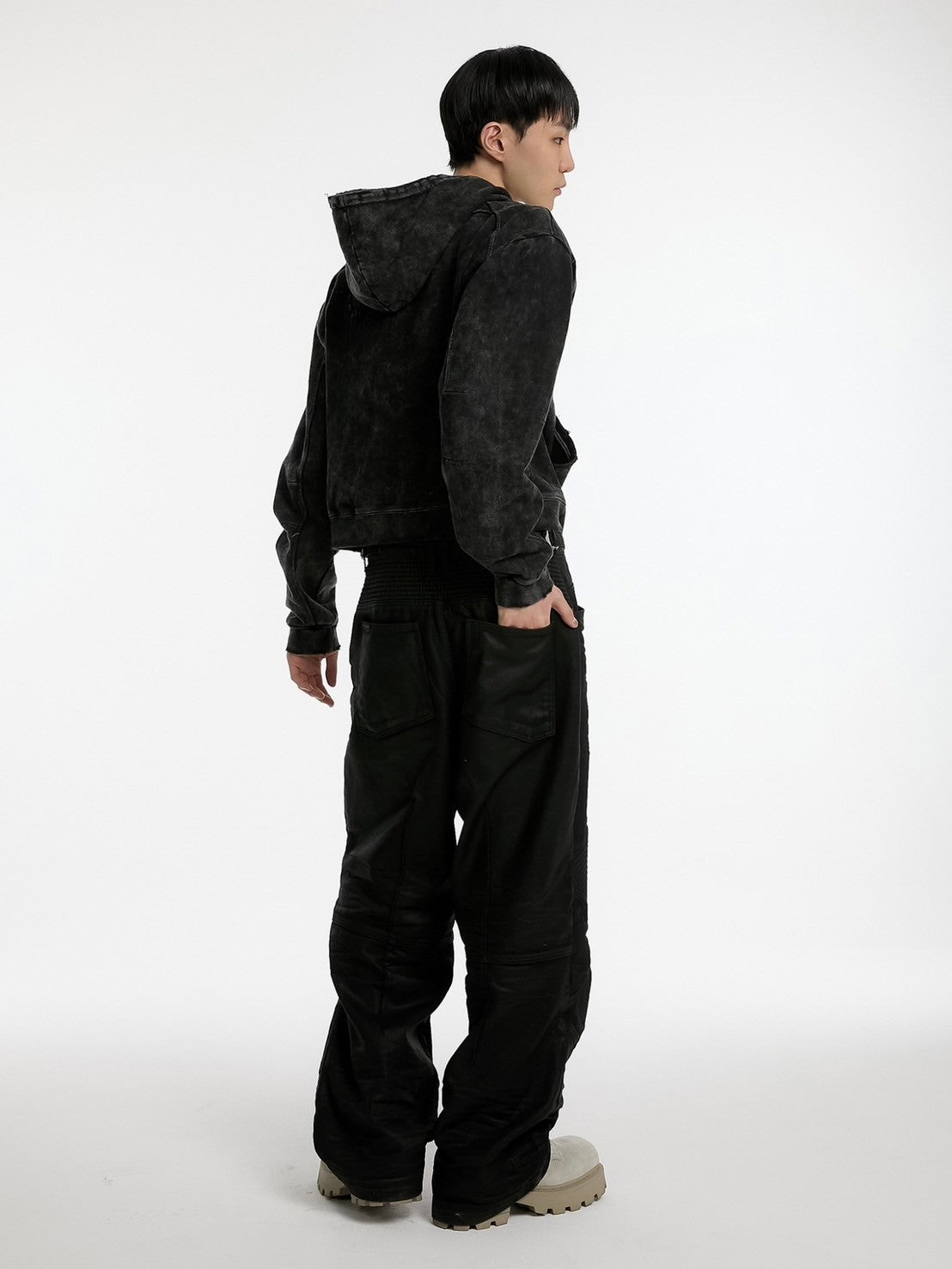 【ANOTHERYOUTH】overdyed crop zip-up hoodie