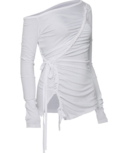 【FLAREUP】Handmade Twisted One-Shoulder Long Sleeve / 【フレアアップ】ハンドメイドツイストワンショルダー長袖Ｔシャツ