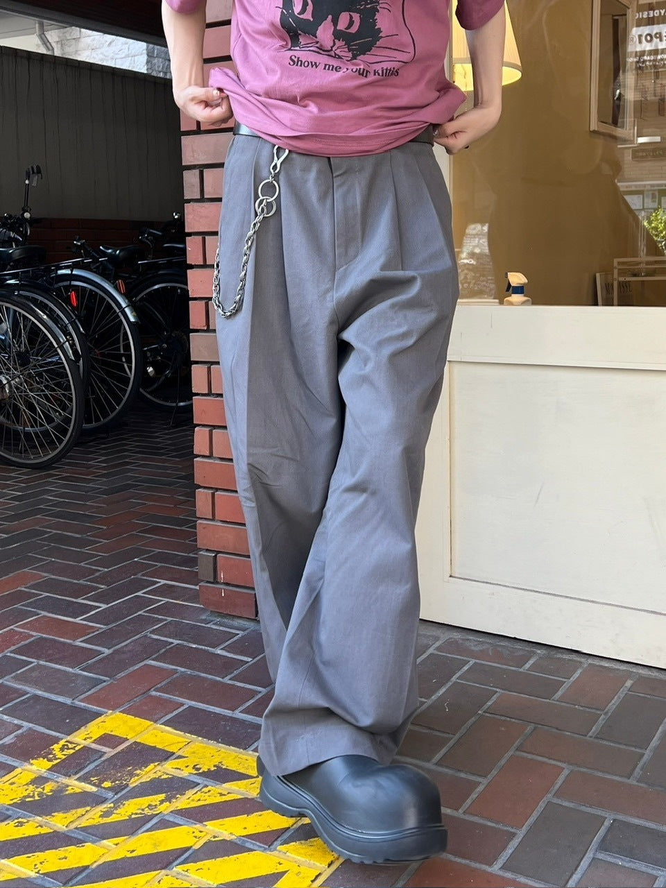 大阪店WEB限定受注制【Chikashitsu +】2tuck wide cotton pants (2color)