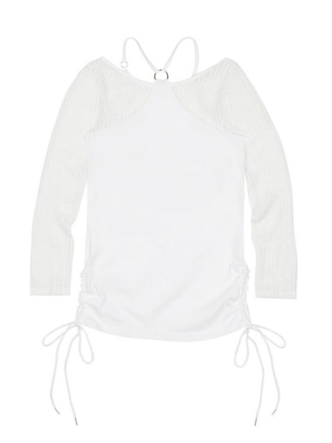 【NOT KNOWING】Net Sleeve Neck Strap O-Ring Top