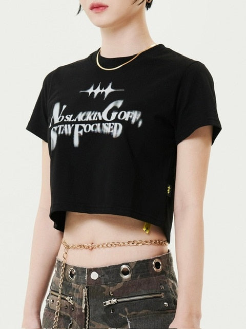 【HOLY NUMBER 7】Girl's hip-hop CROP T-SHIRTS / 【ホーリーナンバーセブン】ガールズヒップホップクロップ半袖Tシャツ