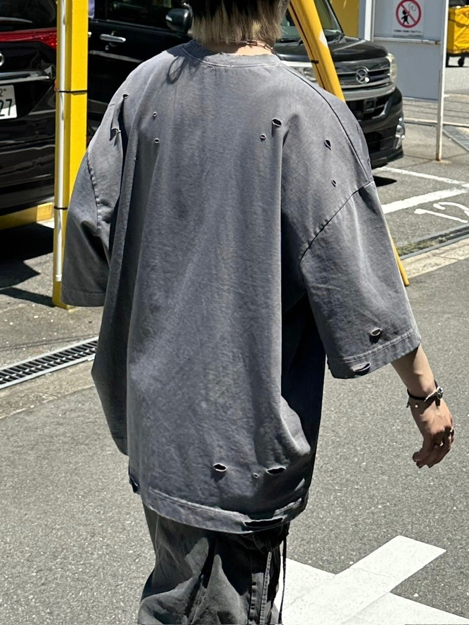 【Chikashitsu +】pigment damage overfit t-shirt (2color)