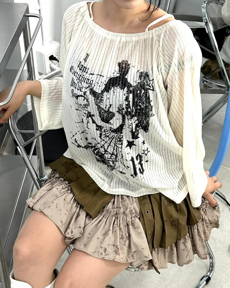 受注制【Never mind the XU】off shoulder mesh tops (2color)