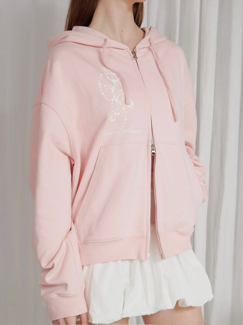 【PAIN OR PLEASURE】ROSE 2WAY HOOD ZIP UP