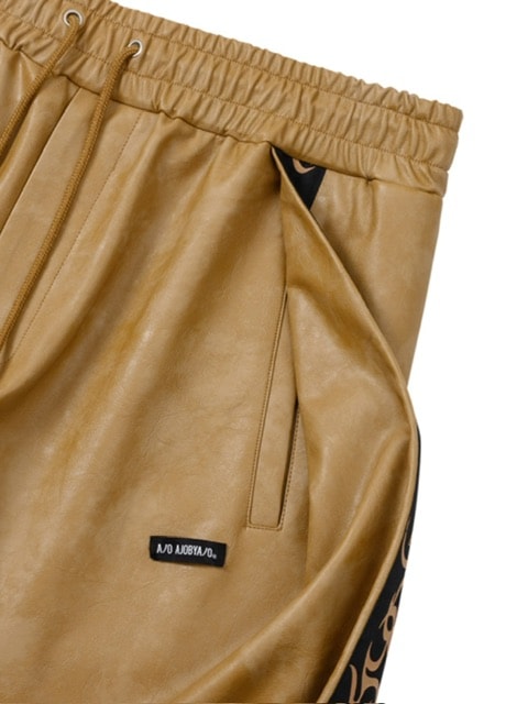 【AJOBYAJO】Vegan Leather One Tuck Track Pants
