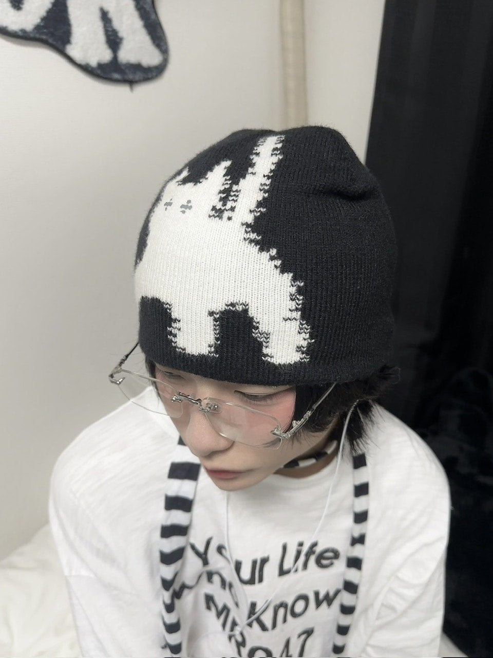 国際配送【LUV CODE】shadow cat beanie (2color)